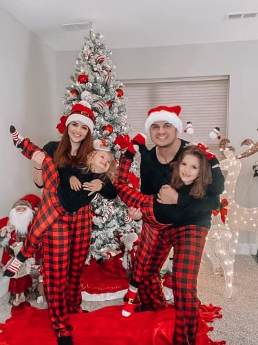 Ekouaer Pijama de Natal combinando para a família, blusa de manga comprida e calça xadrez para dormi