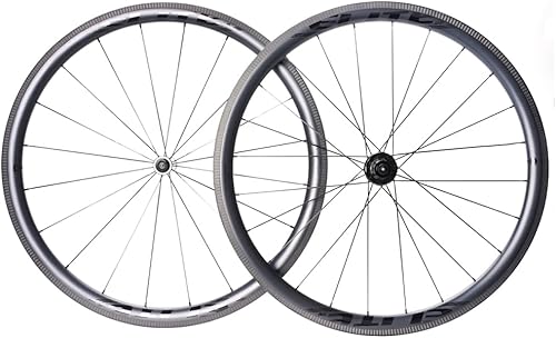 ELITEWHEELS SLT - Ruedas de bicicleta de carretera de fibra de carbono 700C, cubo de rodamiento de cerámica sin cámara, juego de ruedas compatible