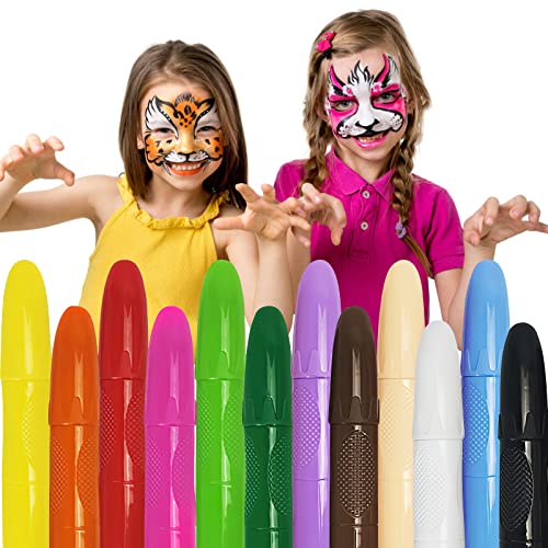 Lot de 12 crayons de maquillage lavables pour enfants, maquillage pour enfants, kit de maquillage pour enfants, sûr et non toxique, facile à utiliser, couleur du corps pour enfants,la fête des enfants Cover