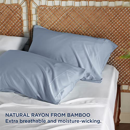 Bedsure King Size Pillow Cases Set of 2, Cooling Pillow Cases King, Rayon Derived from Bamboo Grey Blue Pillowcases, Breathable & Silky Soft Bedding Pillow Covers with Envelope Closure, 20x36 Inches