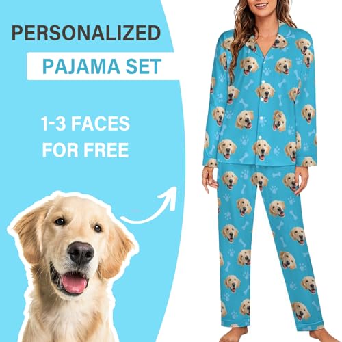 Personalized Pajamas Set with Photo, Custom Pajamas Button Down Matching Couples Pajamas Gift for Women Men Christmas2