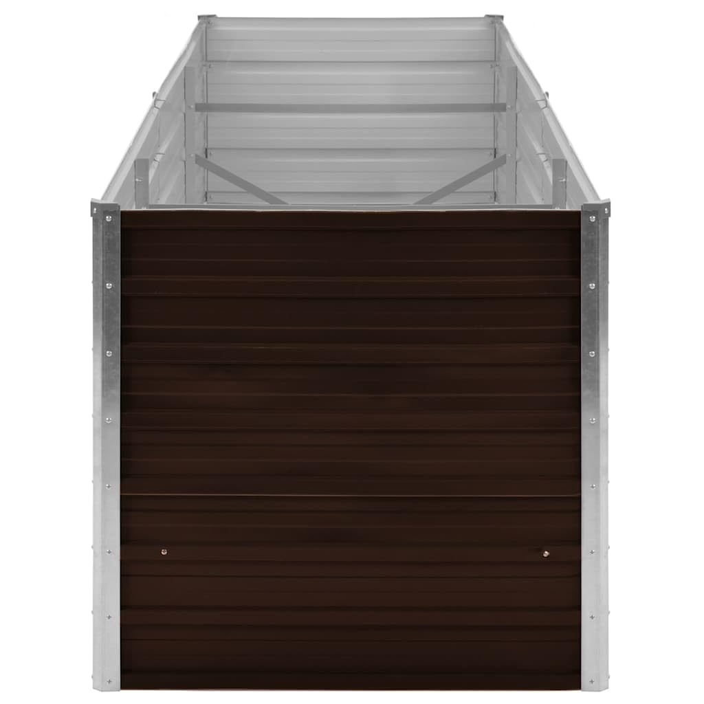 Edler Garten-Hochbeet Braun 240×80×77 cm aus verzinktem Stahl Großer Blumenkübel mit zeitgemäßem Design für Garten Terrasse Balkon und Urban-Gardening