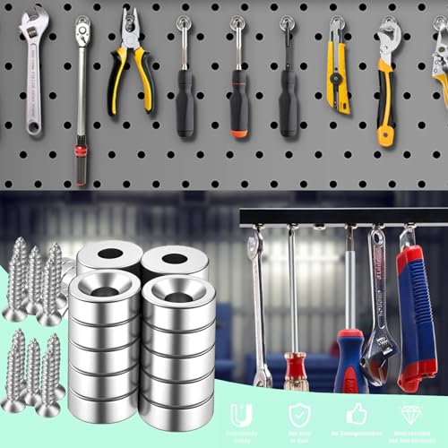 20PACK Neodym Magnete Extra Stark, 15X3MM Multifunktions Senkkopf Rundmagne Topfmagnet mit Schrauben für Magnettafel Kühlschrank Magnetboard Küche Büro
