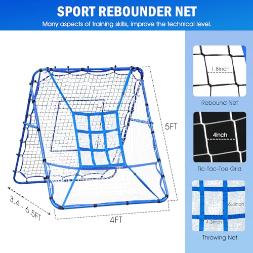 Image of Volleyball Baseball Rebounder Net, Softball Rebounder Pitchback Net Quick Adjustments, Quick Adjustments Lacrosse Bounce Back Practice Equipment, Ideal for Outdoor Indoor and Backyard Training
