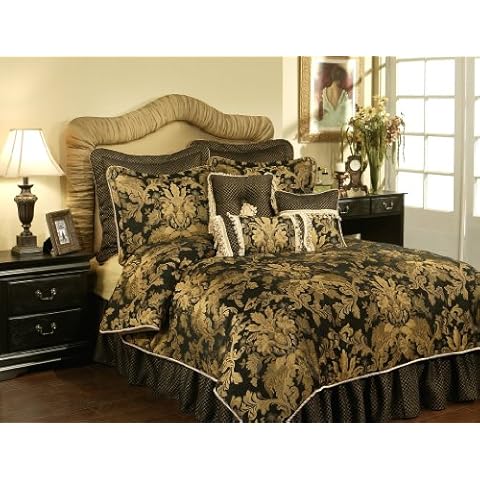 Austin Horn Classics 4-Piece Lismore Bedding Collection, Californian King, Black Cover