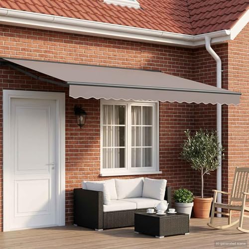 Cadre de store rétractable extérieur anthracite 4x2 m acier manuel
