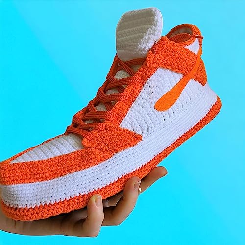 Low-Top Custom Basketball Sneakers Slippers, Funny Knitted Socks Booties, Orange Cozy Retro Knitted Shoes, Warm Rare Bots, Sneakerhead Culture Fashion, Hypebeast Outfits, Streetwear Hype Clothing4