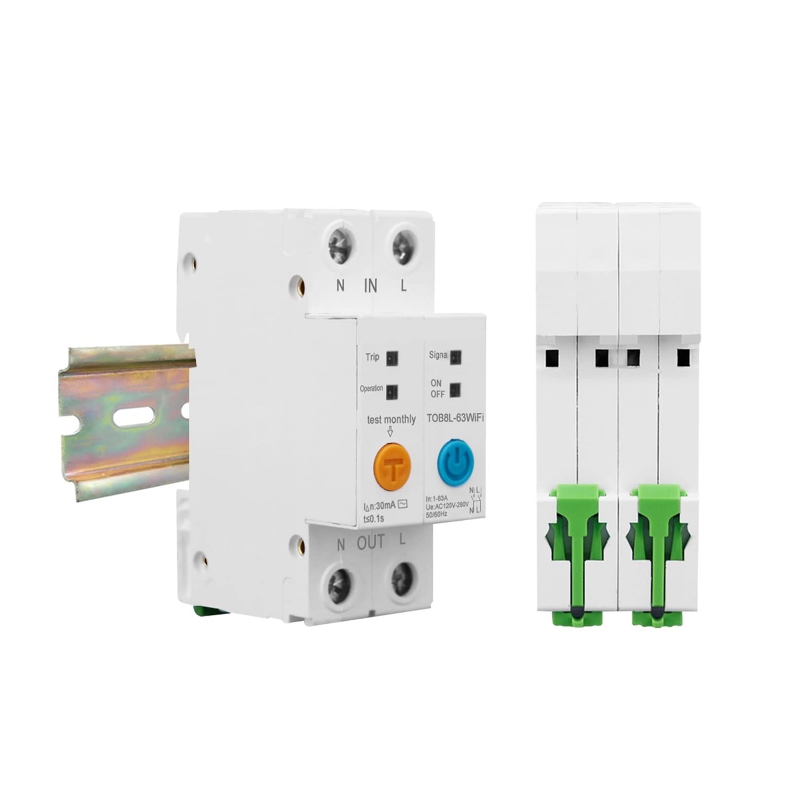 Compteur Électrique Monophasé, Commutateur Intelligent Compteur d'énergie Kwh comptage Surveillance disjoncteur minuterie Relais for Maison Intelligente, Facile à Installer(2P 63A)