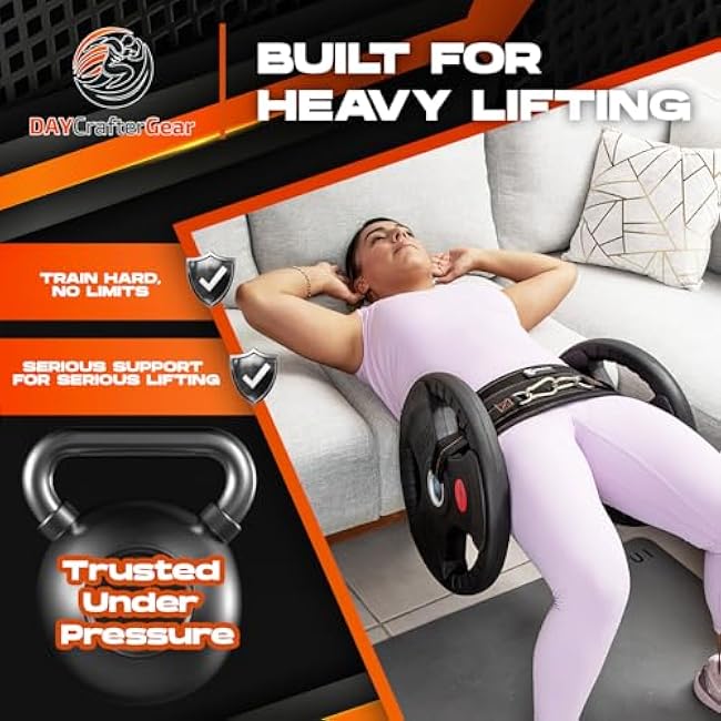 Hip Thrust Belt for Weights, Dumbbells & Kettlebells ¨C Heavy Duty Glute Workout Equipment for Plates up to 300 lbs, with bonus straps for Dips & Squat Belt for Home & Gym