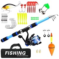 Angelset für Kinder, 1.8m Kinderangel, Angelzubehör Set, Kinder-Angelruten, mit Angelrolle und Köder Set, Kinderangel Starter Set, für Jungen Und Mädchen
