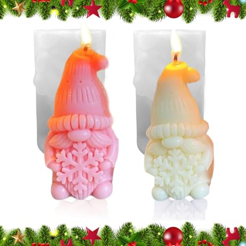 2 Piezas Silicona 3D Con Forma de Gnomo DIY Molde de Silicona Con Forma de Papá Noel, Para Hacer Velas Hecho a Mano, Decoración Del Hogar