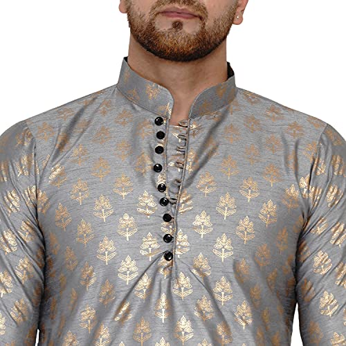 Image of Veera Paridhaan Men's Banarasi Full Sleeve Printed Long Straight Kurta