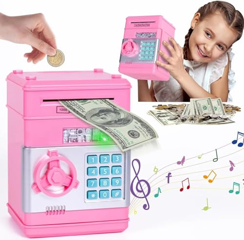 JIUS@FF Jarra De Dinero Electrónico De Juguete, Caja Fuerte para Niños, Cajero Automático, Regalo De Cumpleaños De Navidad para Niños Y Niñas, Regalo De...
