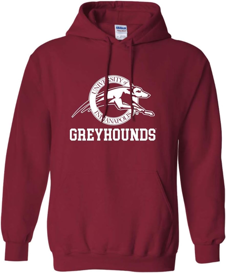 CreateMyTee | University of Indianapolis Greyhounds White Text Hooded Sweatshirt |