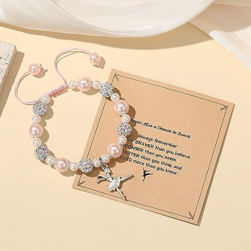 Dance Recital Gifts for Women, Dancing Sparkle Pink Dance Bracelet for Dance Lover Team, Ballerina Gift for Ballet Dancer, Dancing School Competition Gifts for Ballet Friends Mate3