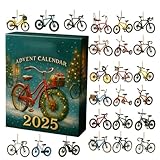 Calendarios de Adviento con temática de bicicleta 2025, calendario de cuenta regresiva de Navidad de 24 días con colgantes de bicicleta vintage y modernos de acrílico 2D, para amantes de las
