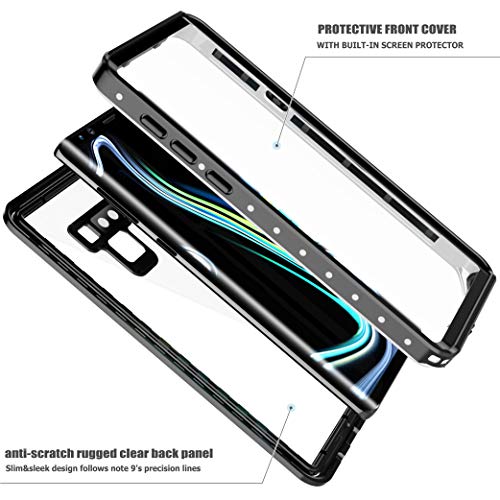 SPIDERCASE Samsung Galaxy Note 9 Waterproof Case, Shockproof Snowproof Dirtproof, Waterproof Case for Samsung Galaxy Note 9 (Black/Transparent)