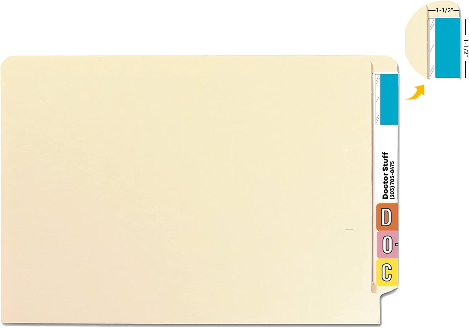 Doctor Stuff - Solid Color File Folder Labels, Tabbies Series, Laminated Solid Light Blue Stickers, 1-1/2" x 1-1/2", Roll of 500 Labels