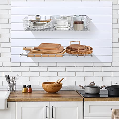6 Pcs Slatwall Accessory Set Includes 3 Ventilated Shelves And 3 Wire Baskets Designed For Pvc Slatwall Chrome For Organizing Various Tools Workbench Accessories Garage Storage (Silver) #TOP5