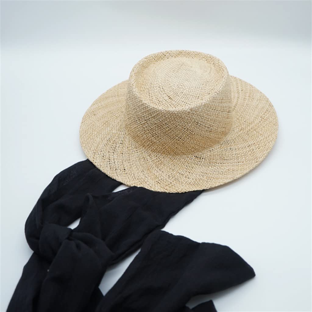 Cappello a Cilindro a Tesa Larga Francese Retro Holiday Treasure Grass Cappello di Paglia da Viaggio Parasole Estivo da Donna