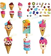 chiazllta 30 Packs Ice Cream Craft Kits for Kids Summer DIY Sweets Sticker Art Craft Set for Earl...