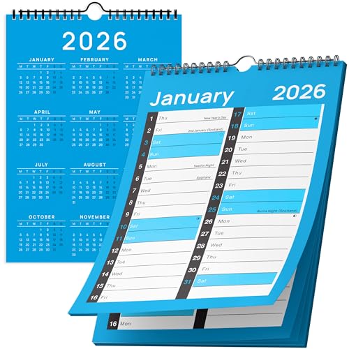 2026 Calendar Wall - Large Print Calendar 2026 - A4 Wall Calendar 2026 UK - 2 Column Month to View 2026 - Wall Planner 2026 - For Office School & Home - January to December 2026 (12 months)