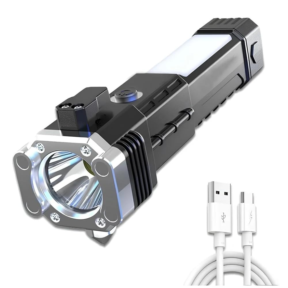 CUTDOT | 8-in-1 Multi-Functional Long Range 3W LED Torch with Rechargeable Emergency Light | Flashlight with Table Lamp | Durable ABS Body