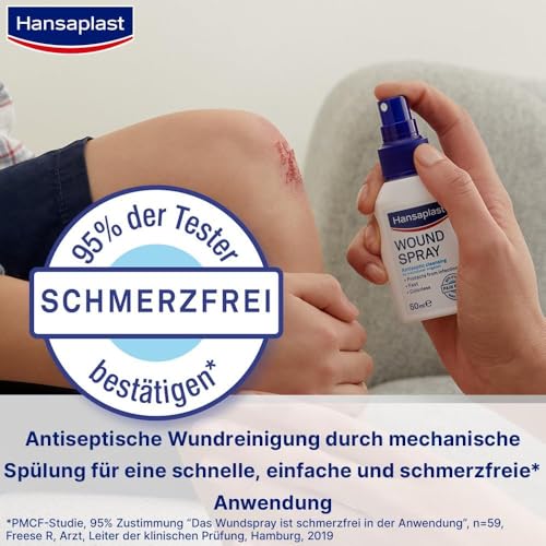 Hansaplast Wundspray (50 ml), zur antiseptischen Wundreinigung durch mechanische Spülung, Spray schützt vor Wundinfektionen, farblos und besonders hautfreundlich (Packung mit 2)