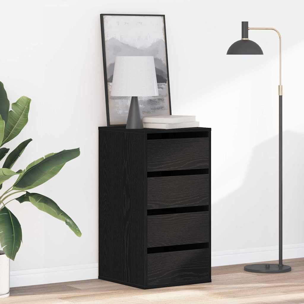 vidaXL Cajonera 3-Cajón Negro 40 x 41 x 76 cm Madera de ingeniería | Mucho espacio para guardar tus cosas, Un look suave y brillante que se adapta a cualquier decoración, Diseño sencillo,