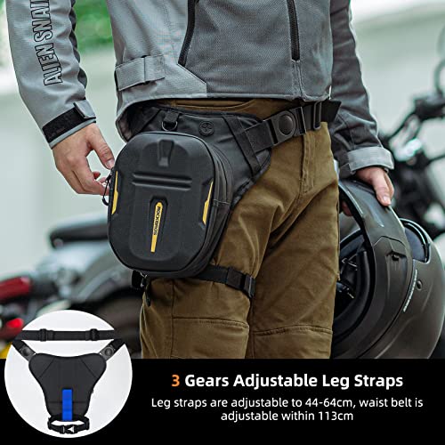 Rockbros Hard Shell Drop Leg Bag Motorcycle Waist Pack Magnetic Motorcycle Tank Bag Thigh Bags For Men Women Muti-Functions For Cycling Hiking Running Camping Travel 10L Black #TOP1