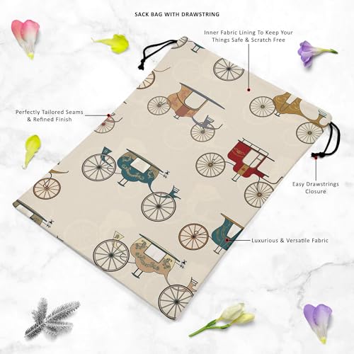 Image of ArtzFolio Antique Carriages | Reusable Sack Bag | Bag for Gym, Storage, Vegetable & Travel