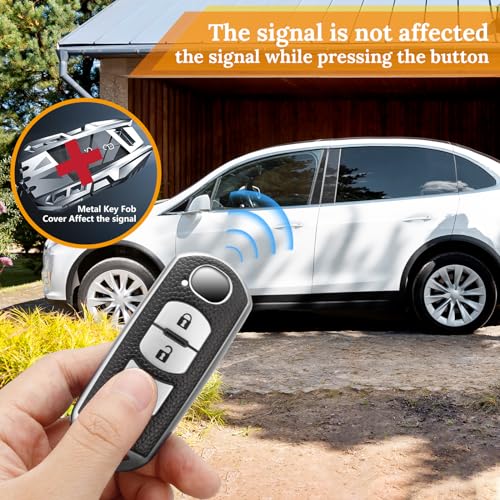 Image of Key Fob Cover for Mazda, Braided Loop Keychain Accessory, Silver