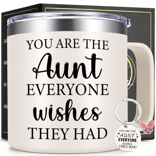 Lifecapido Aunt Gifts, You Are The Aunt Everyone Wishes They Had 14oz Insulated Coffee Mug with...