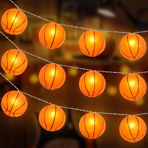Bencailor Basketball LED String Lights Battery Operated Light up Mini Basketball Lights for Sport Party Bedroom Decorations