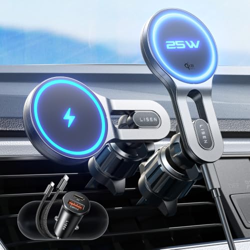 LISEN Qi2.2 25W Magsafe Car Mount Charger