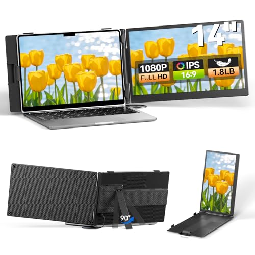 Image of Laptop Screen Extender 14 inch, FHD 1080P Portable Monitor for Laptop, Light Monitor Extender Plug&Play, IPS Display Computer Monitor for Laptop 13-17 inch (Screen Length: 11.81 inch-16.14 inch) for Travel Work