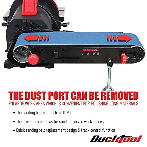 BUCKTOOL Pro 1HP Bench Belt Sander for Metal Working, 4 x 36 in Belt and 8 in Disc Sander with 1HP Direct-drive Motor, Benchtop for Metalworking, BD4801-M - Image 9