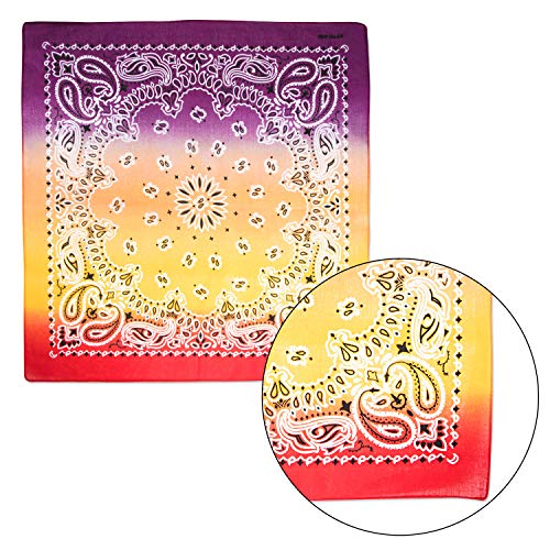 Boao 12 Piece Tie Dye Bandanas Novelty Gradient Bandanas Double Sided Classic Paisley Handkerchief for Men and Women (Gradient-colors)