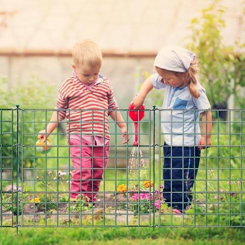 Jaxguom Kit complet de clôture d'étang - Clôture de jardin en métal - 10 éléments de clôture - Longueur : 7,5 m - Avec 12 barres de fixation - Clôture...