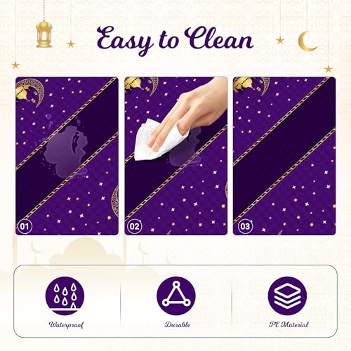 Image of Childom 3 Pack Ramadan Table Cloth,Ramadan Decorations for Home,54 inch x 108 inch Eid Mubarak Decorations,Eid Ramadan Tablecloth Rectangular,Purple Plastic Table Cloth Disposable Table Cover for Party Favors