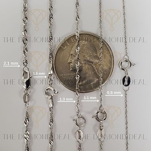 14K Yellow or White Gold 1.00mm Shiny Diamond-Cut Classic Singapore Chain Necklace for Pendants and Charms with Spring-Ring Clasp (7" 16" 18" 20" 22" or 24" inch2