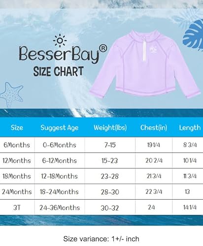Besserbay Newborn Infant Girls Sun Proctection Long Sleeve Purple Rash Guard Shirt Half Zip Beach Swim Top 0-6 Months thumb #5