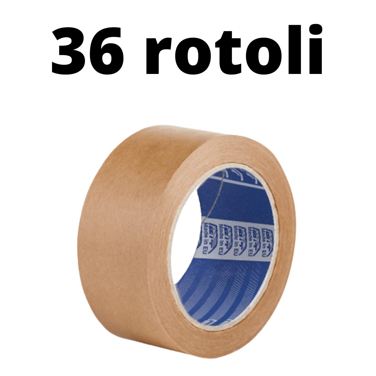ACIT, Cinta adhesiva ecológica de papel marrón, cartón de 36 rollos, 50 m x 50 mm, sin disolventes, cinta de embalaje