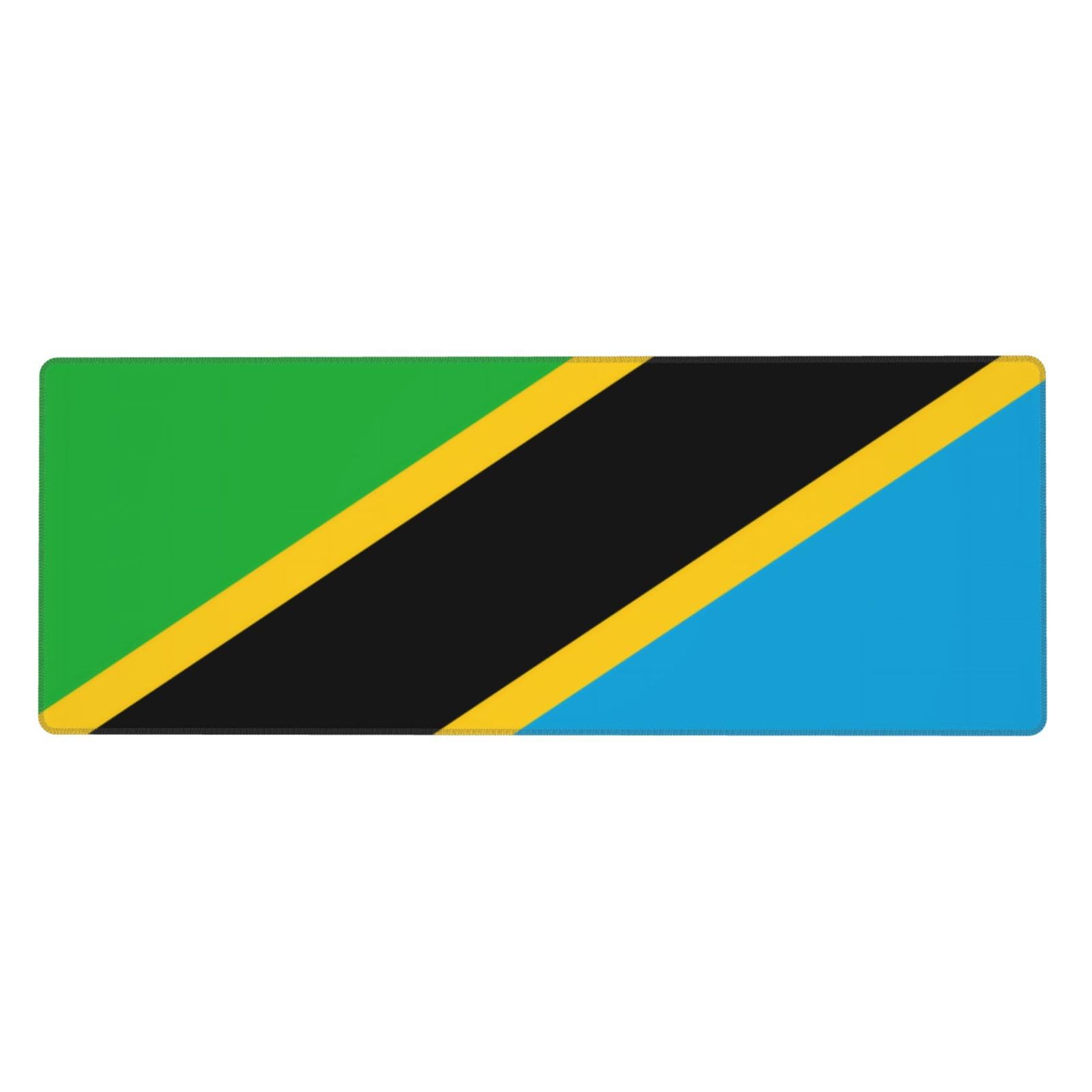 Tanzania Flag Keyboard pad with Non-Slip Rubber Base and Stitched Edges, Suitable for Office and Home use, 11.8 x 31.5 inches.