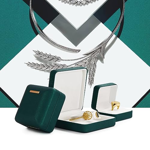 Emeralds Necklace Gift Box Leather Necklace Boxes for Jewelry Gift Velvet Interior for Anniversary Christmas Wedding Birthday Gifts