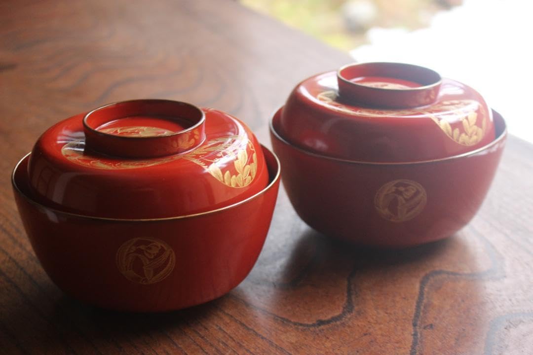 絵柄選択可！時代朱漆に優美な草花沈金のお椀10点（検輪島塗懐石椀沈金椀 絵柄選択可！時代朱漆に優美な草花沈金のお椀2点（検輪島塗懐石