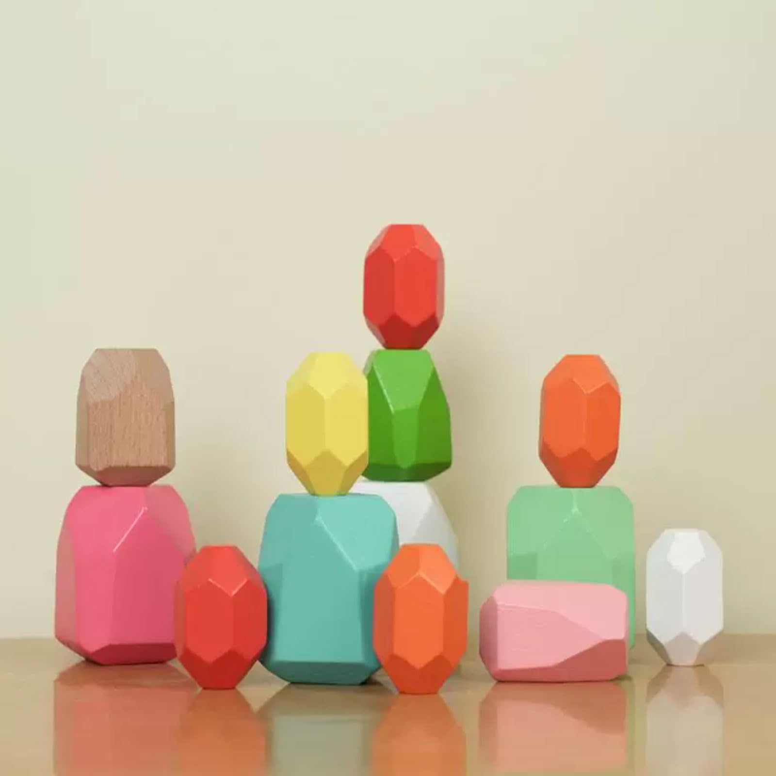 Montessori Regenbogen Holz Stapelsteine | Gleichgewicht Bauklotz Spiel | Kinder Familien Interaktives Lernspielzeug