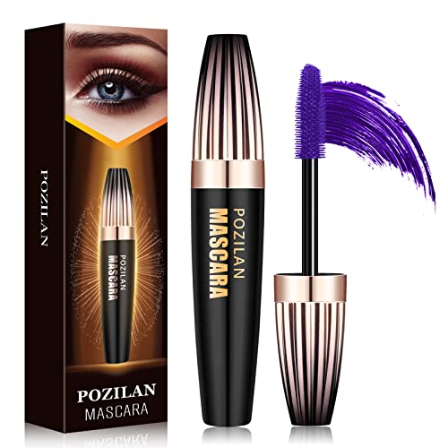 4D Silk Fiber Lash Mascara Colorful, Long Lasting, Thickening and Lengthening, Purple Eyelash Mascara, Natural & Non-Toxic (Purple)