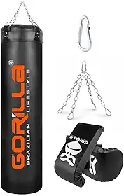 Saco de Boxe Saco de Pancada Profissional 180 cm + Luvas de Muay thai Luva Bate Saco Luva Luta Kit Luta Gorilla