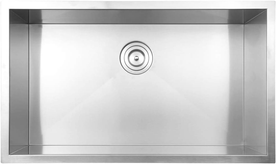 Sleek 34" Satin Finish Drop-in Single Bowl Stainless Steel Kitchen Sink